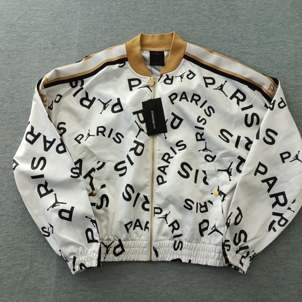 Jordan x PSG Paris Womens Bomber Jacket White CU5316-100 Size Small NWT